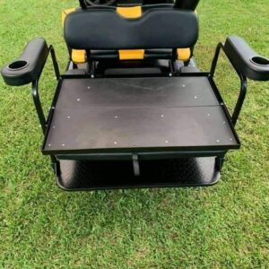 Custom Lifted EZGO 4-Seater Electric Golf Cart with Flip Rear Seat & Premium Black-Yellow Seats