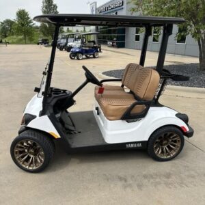 2024 Yamaha Drive2 Golf Cart – White with Custom Bronze Wheels | Luxury Seating, Fully Serviced & Street-Ready